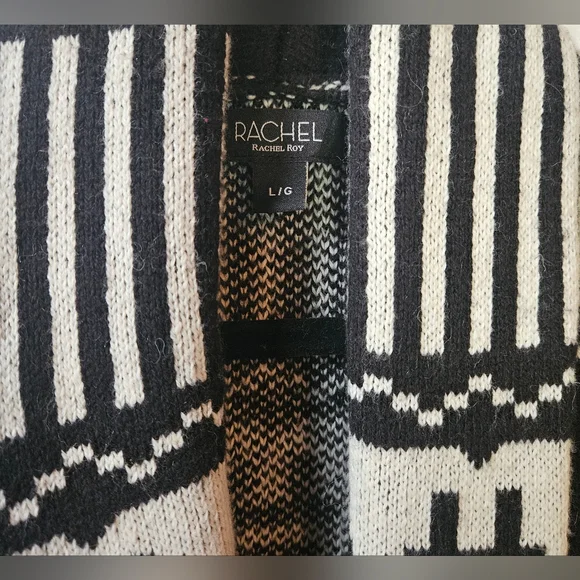 RACHEL Rachel Roy Black & White Geometric Cardigan - Picture 5 of 8